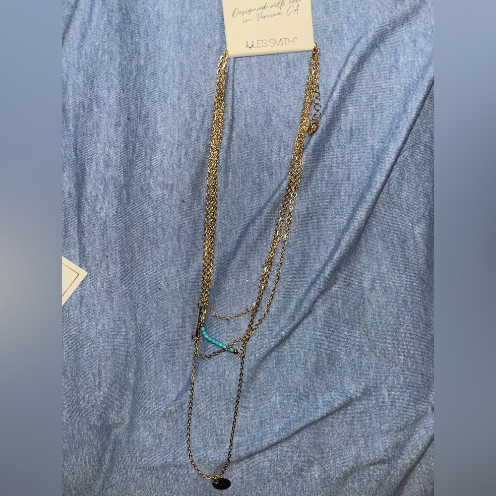 *BRAND NEW/UNUSED 🆕* Women’s Jules Smith Gold & Turquoise Layered Necklace - Picture 9 of 13